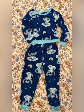 Kids Disney Stitch Print Fleece Pajama Set